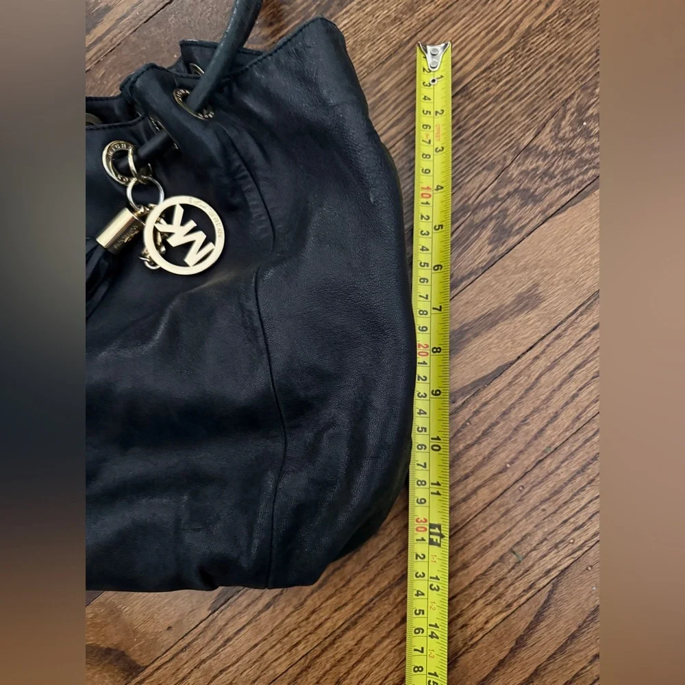 Michael‎ Kors Black Leather Handbag with Gold Accents